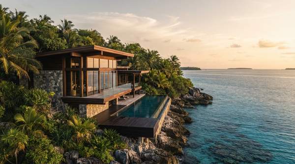 Editorial illustration for The Architectural Principles of Private Island Sanctuaries